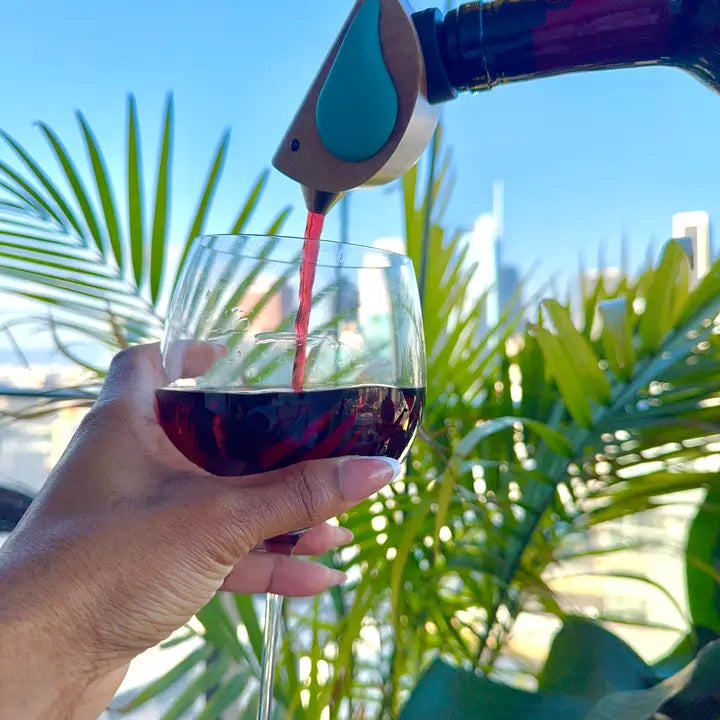 "Singing" Wine Bottle Pourer - Turquoise