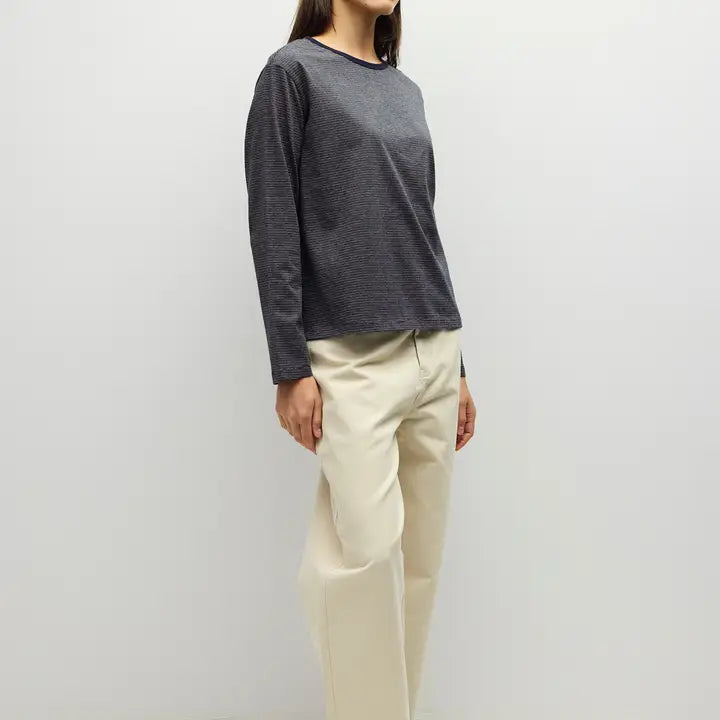 Striped Long Sleeve - Charcoal, Navy + Pink