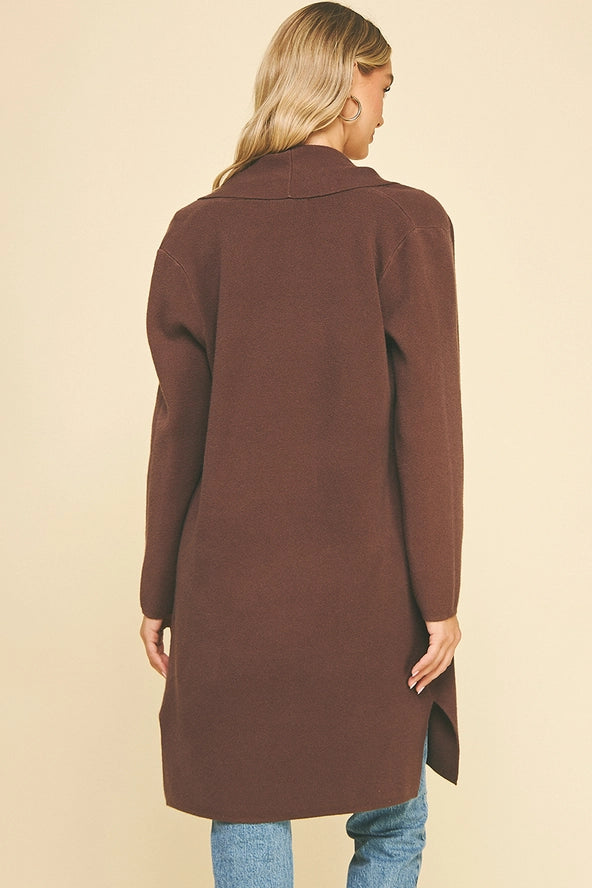 Open Knit Cardigan - Espresso