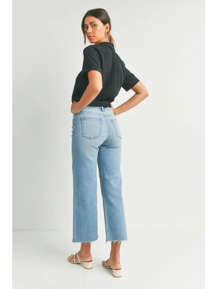 Slim Wide Leg Pant - Medium Denim