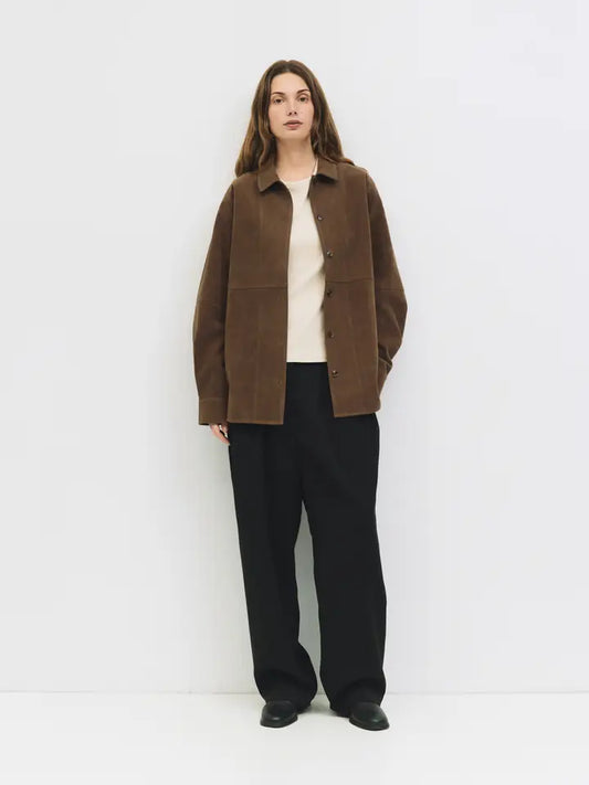 The Dean Jacket - Oversized Faux Suede Jacket - Brown