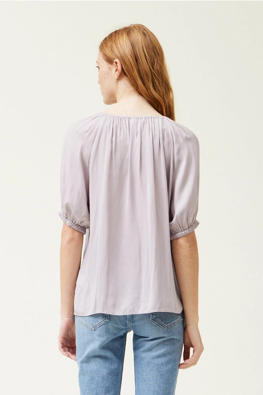 Grade + Gather - Half Sleeve Satin Blouse - Purple Haze