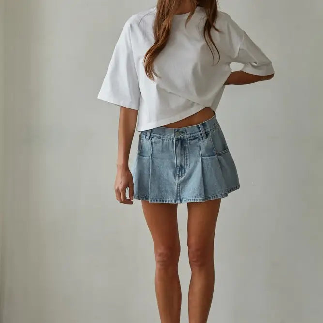 Cotton Crew Neck Short Sleeve Tee - White