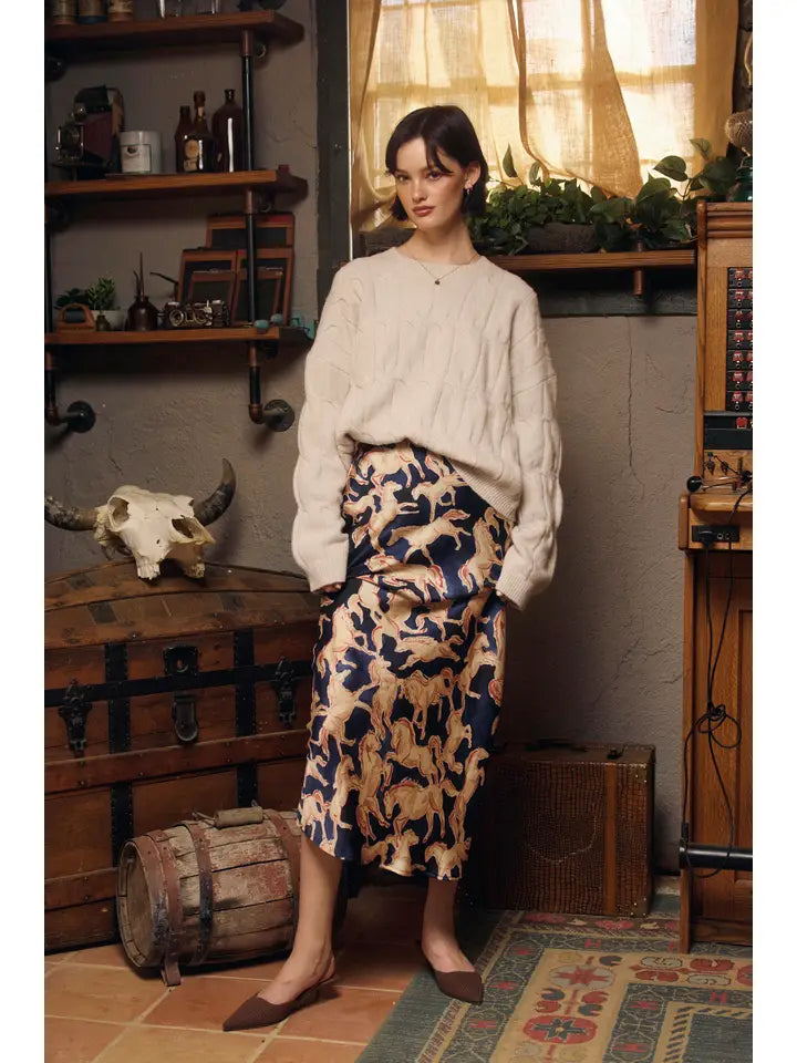 Riverbend Pull On Maxi Skirt - Western Navy