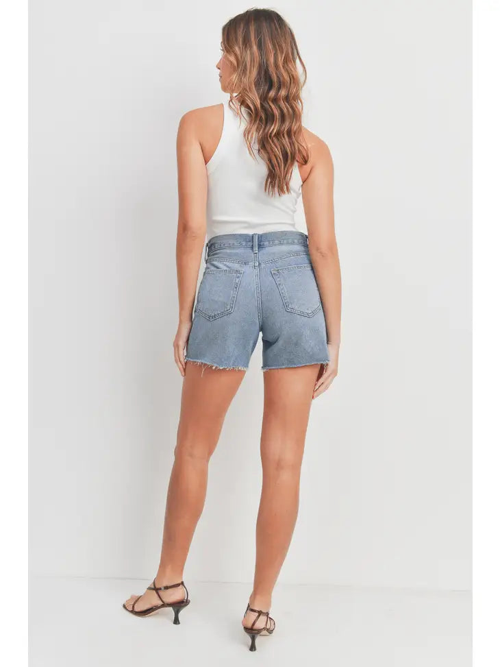 High Rise Boyfriend Short - Medium Denim