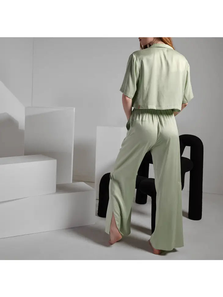 Lunya - Washable Silk High Rise Pant Set - Ethereal Green – SANNA