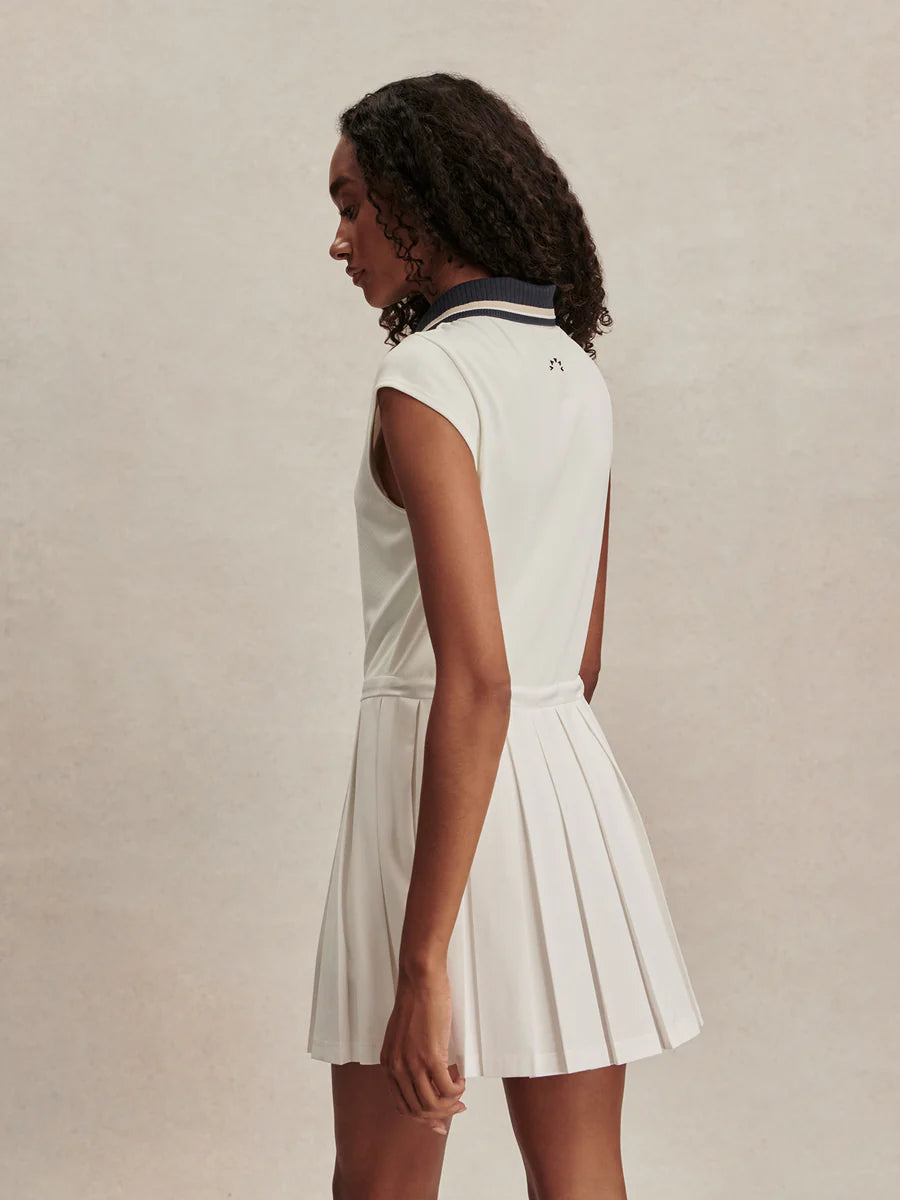 Varley - Nico Court Dress - 32" - White/Blue Nights
