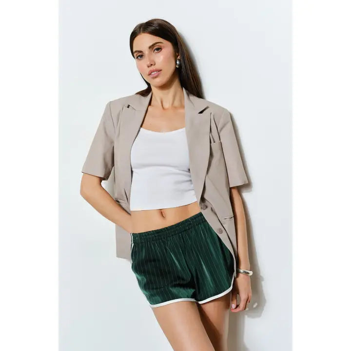 The Parker Striped Track Shorts - Green