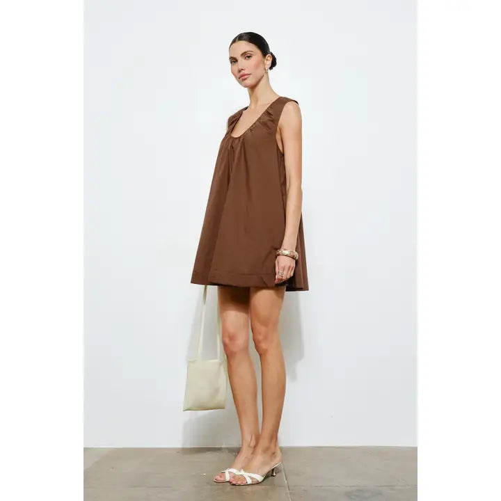 Delia Mini Dress - Brown