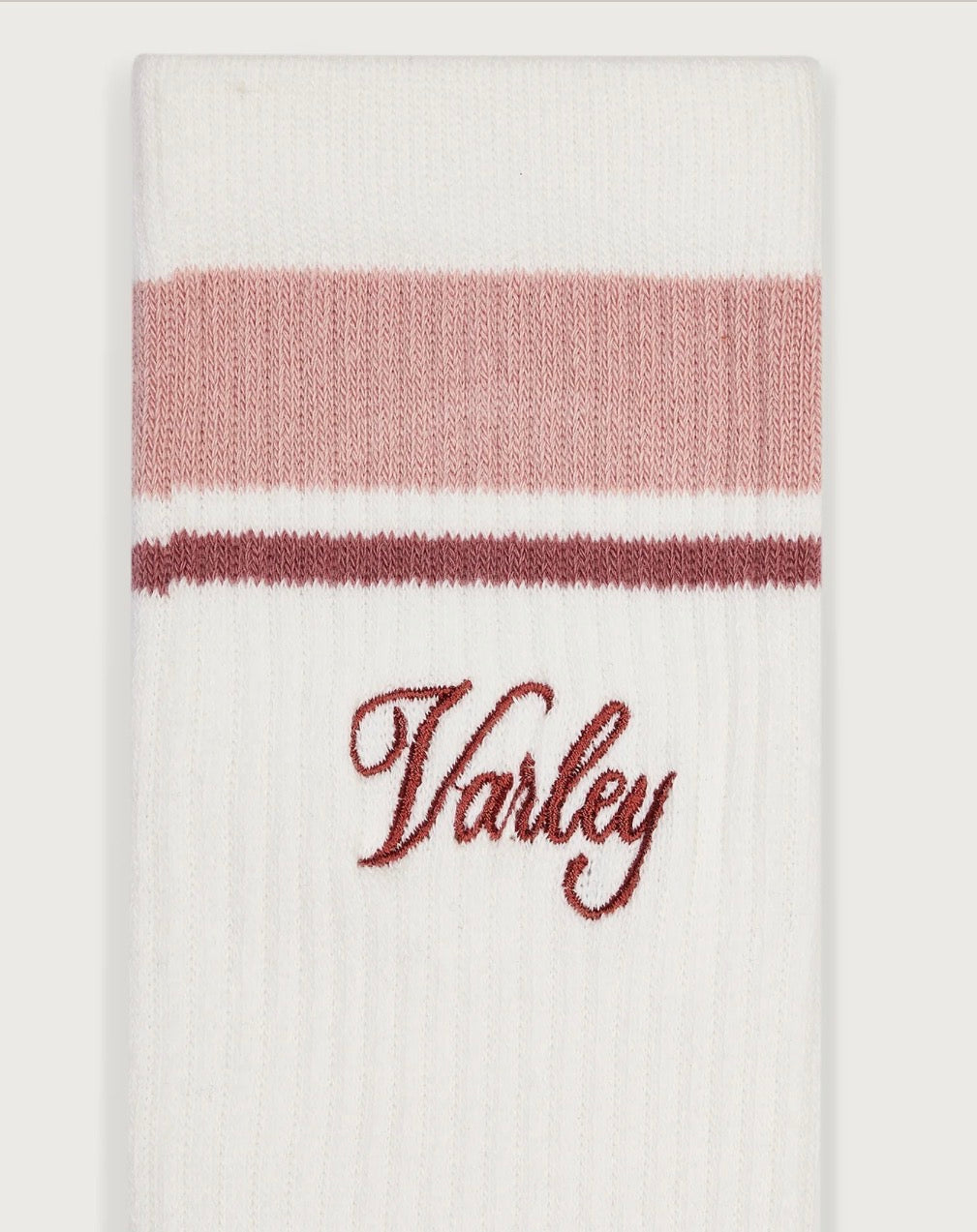 Varley - Lamar Club Stripe Sock - Egret/PaleMauve/Dusty Rose