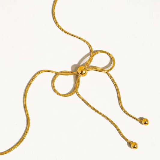18K Bow Chain Necklace - Gold