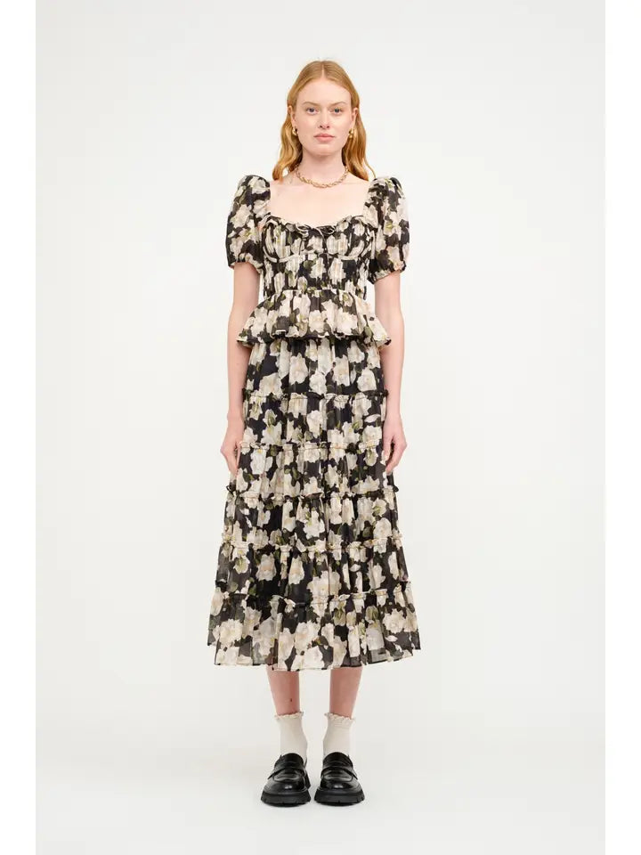 Clemence Blouse - Black Floral