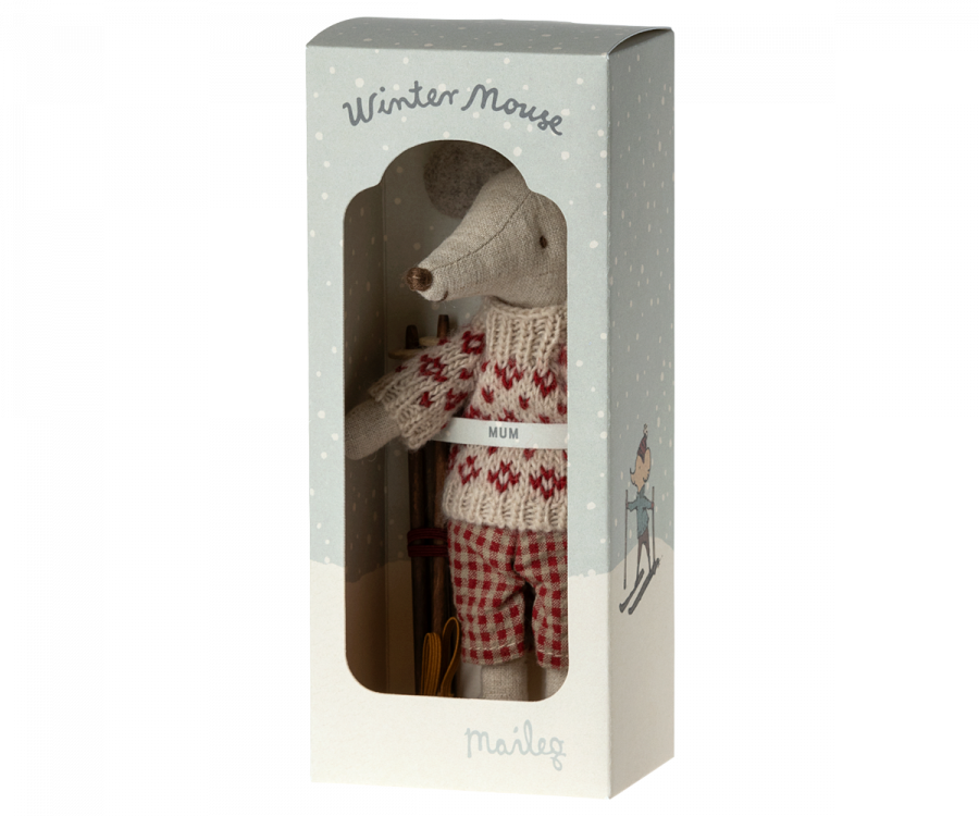 Maileg - Winter Mouse with Ski Set, Mum