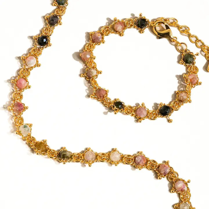 Skylar 18K Gold Multi-Stone Chained Bracelet