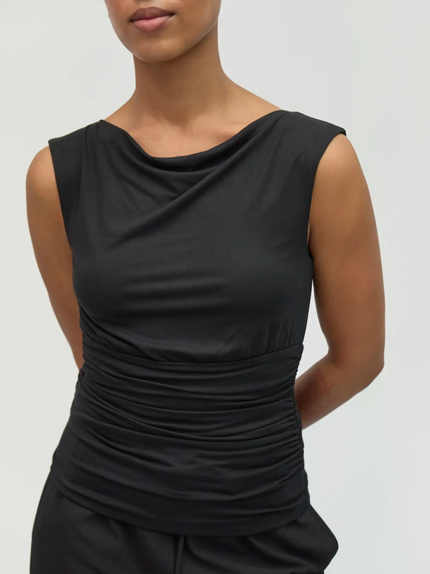 Cowl Neck Modal Top - Black
