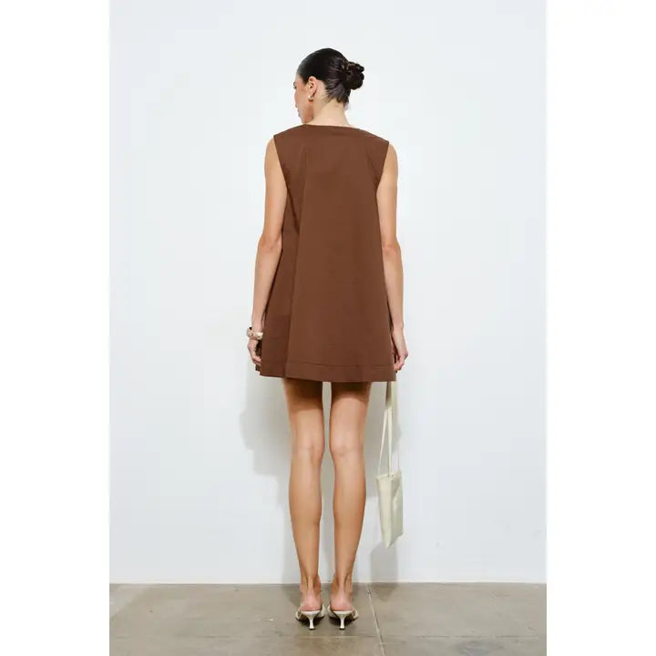 Delia Mini Dress - Brown