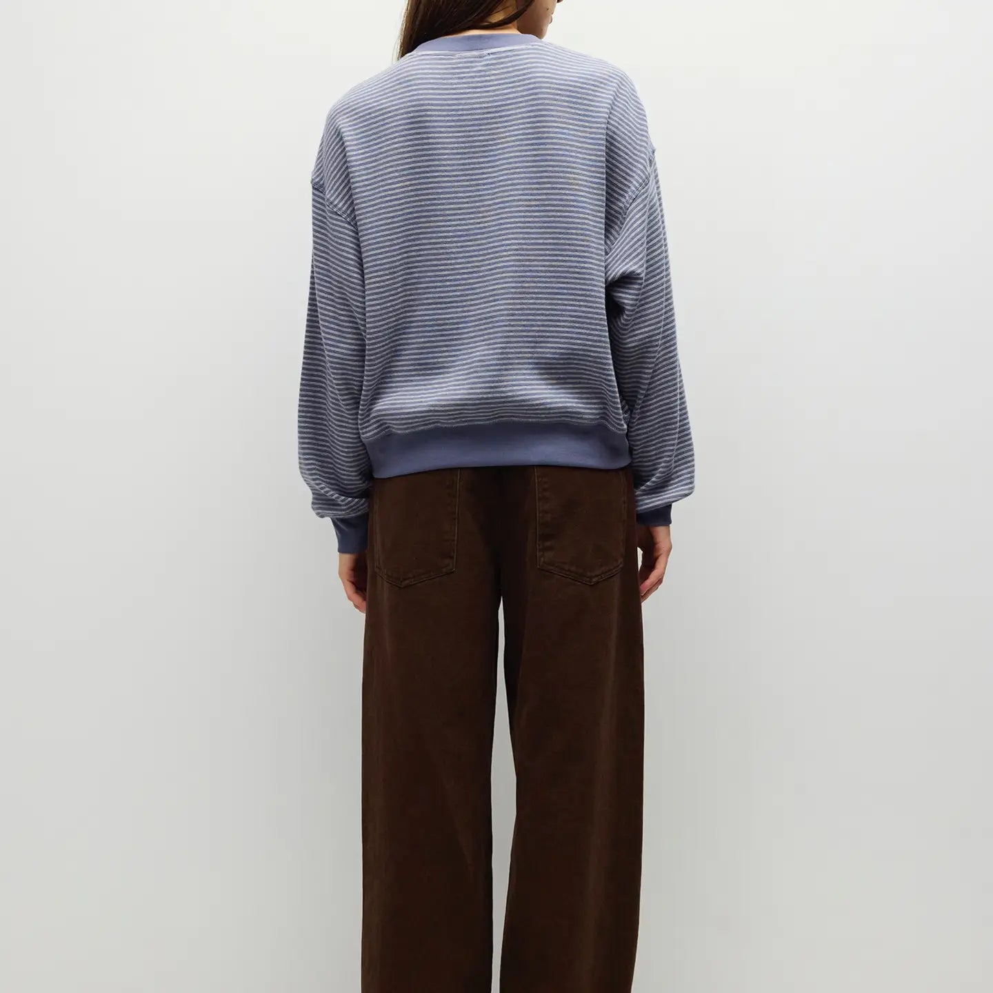 Striped Crewneck - Blue + Cream
