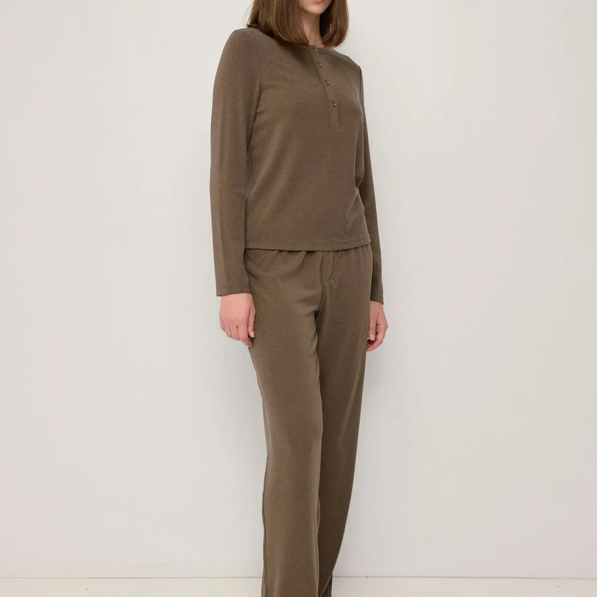 Henley Soft Knit Long Sleeve - Dark Taupe