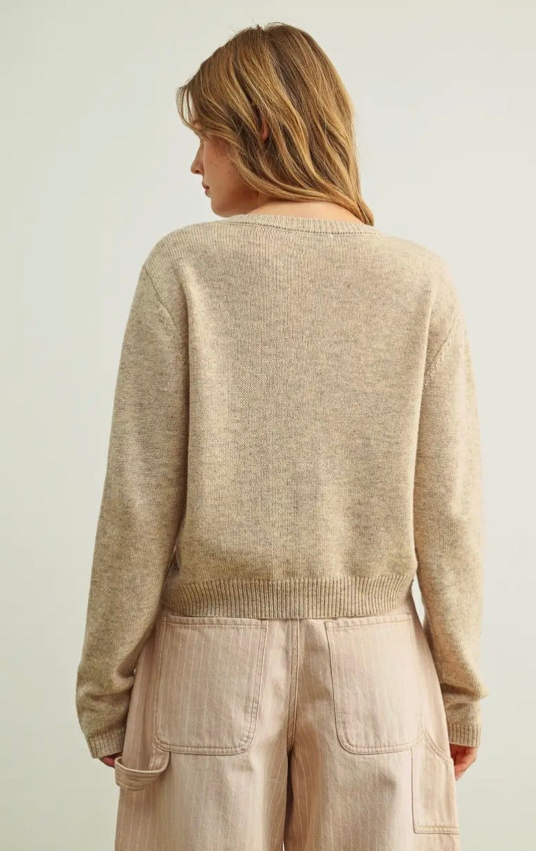 Button Front Sweater Cardigan - Beige