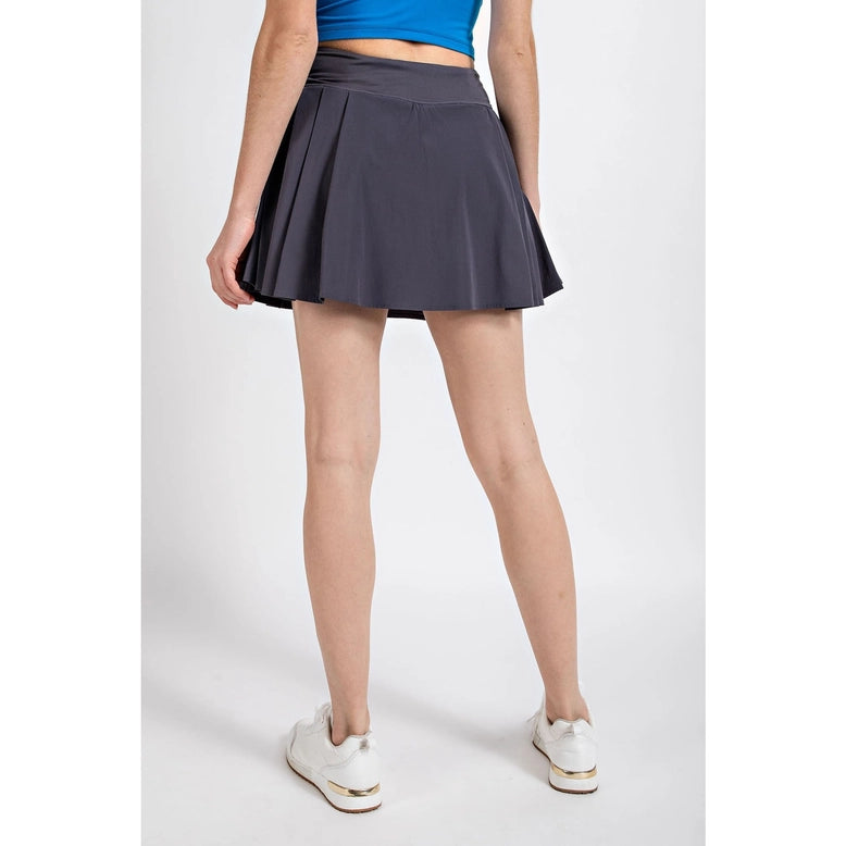 Active Side Pleat Skirt - Charcoal