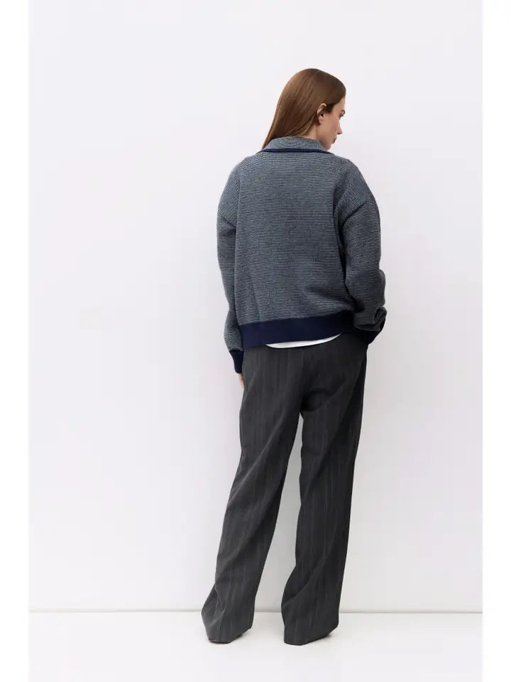 The Myers Sweater - Navy & Heather Grey