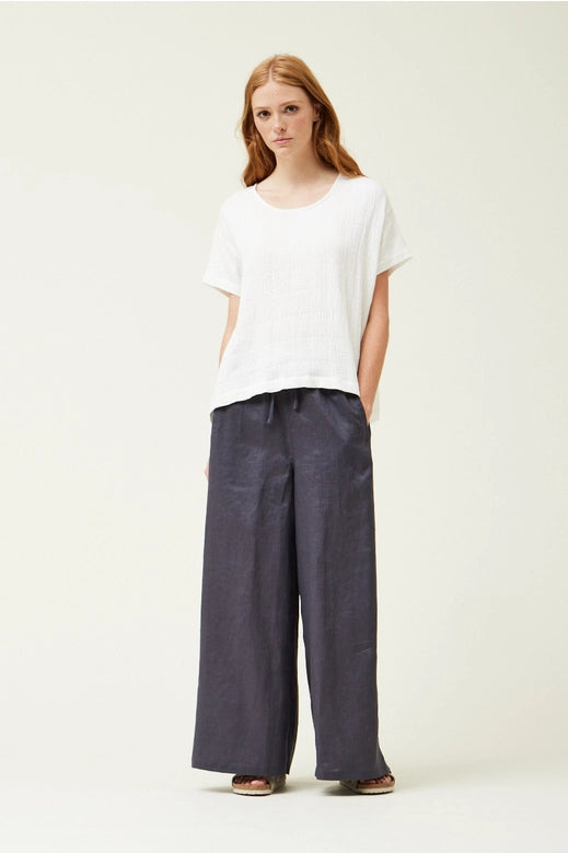 Grade + Gather - Long Line Linen Pant - Carbon