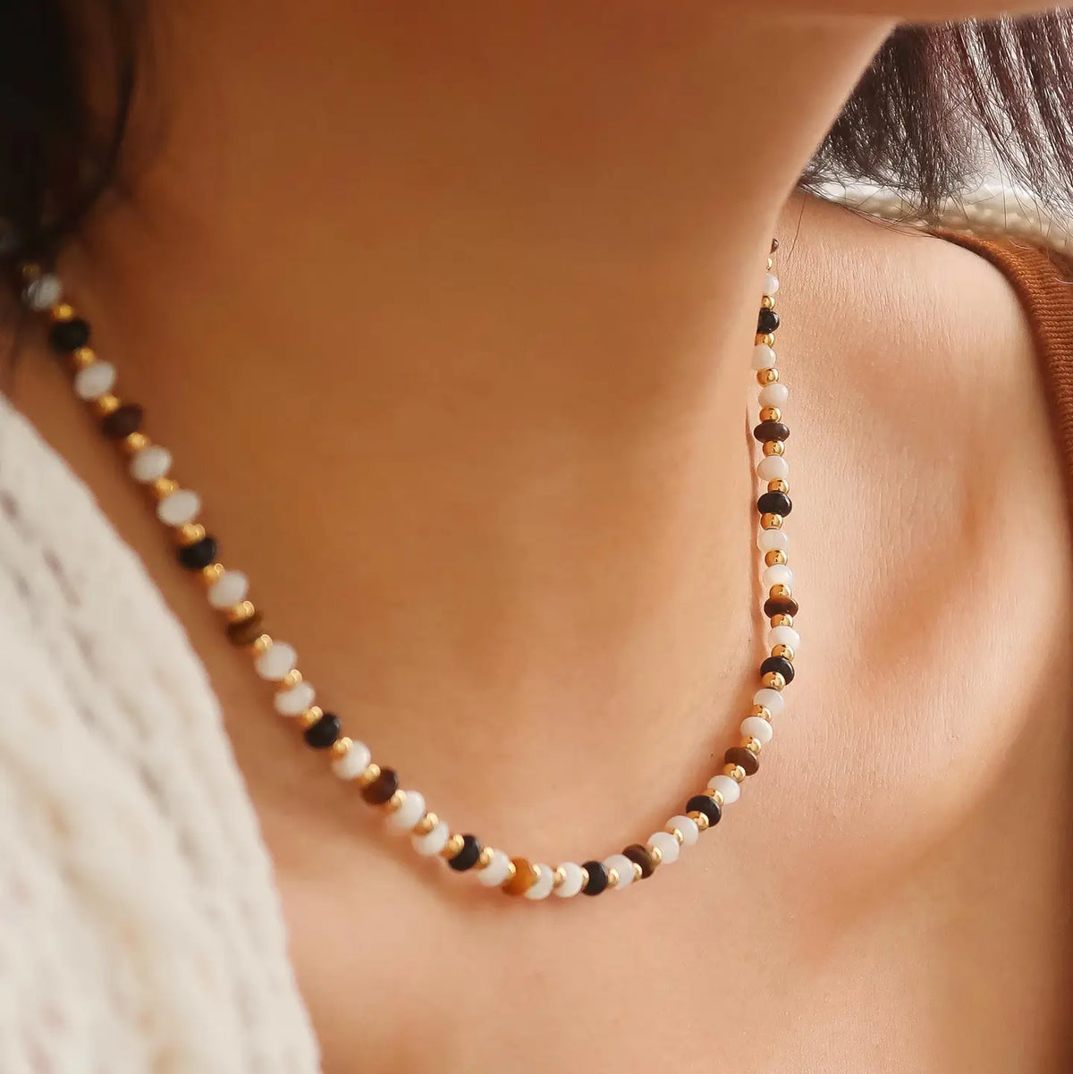 Arrow 18K Non-Tarnish Boho Beaded Necklace - Gold