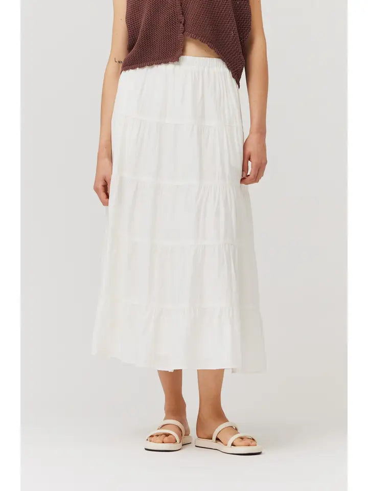 Grade + Gather - Tiered Midi Skirt - Off White