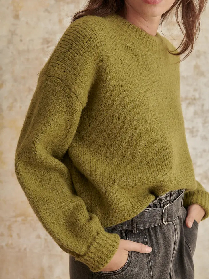 Mikado Chunky Knit Sweater - Olive