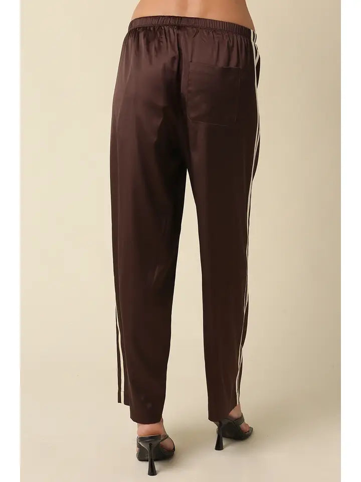Side Stripe Pants - Chocolate