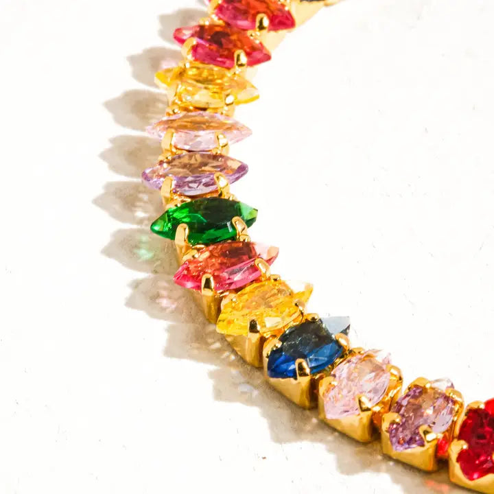 Starlight 18K Gold Multicolor Bold CZ Chain Bracelet - Multi-Colored