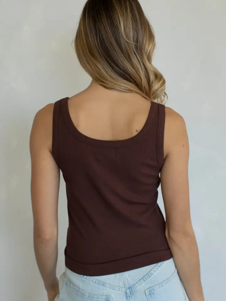 Ribbed Tank Top - Chocolate
