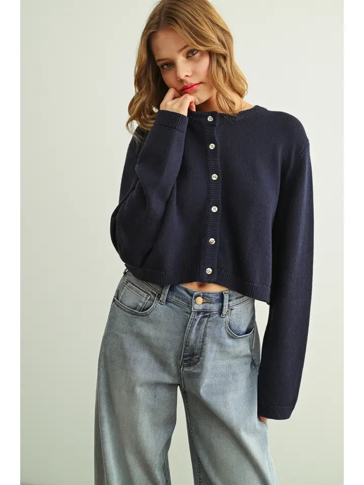 Knitted Cardigan - Navy