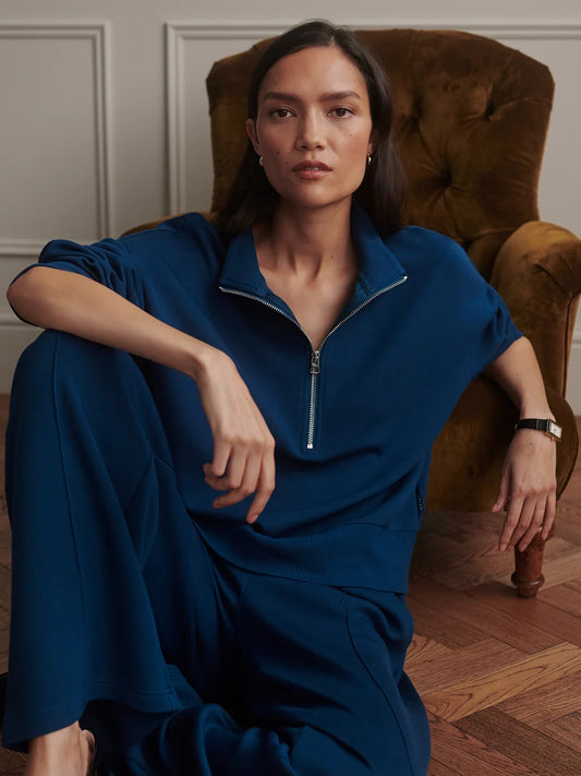 Varley - Mavis Mock Neck Sweat - Sea Blue
