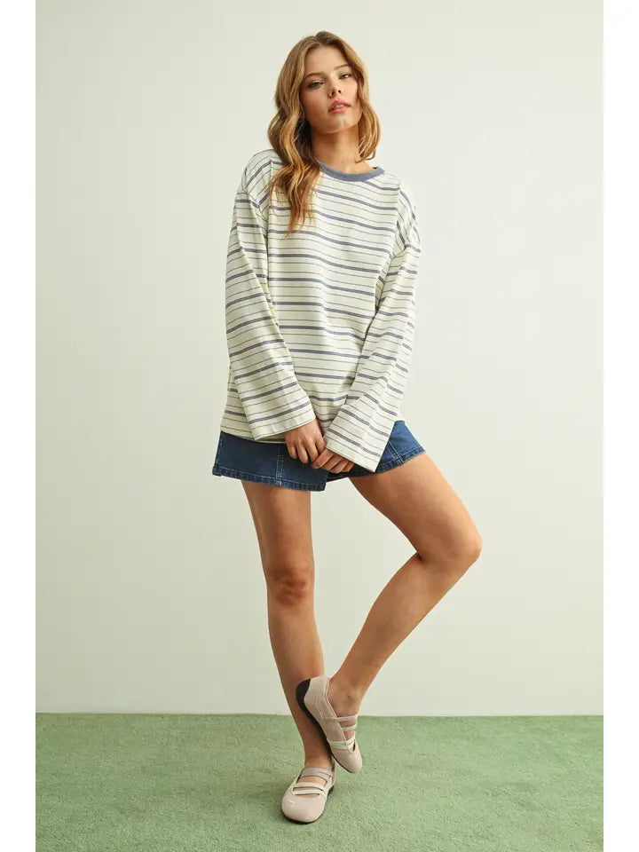 Striped Long Sleeve Top - Blue
