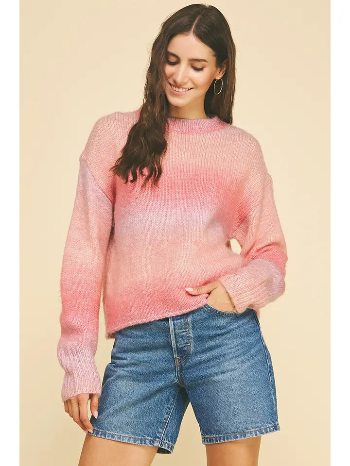 Gradient Crewneck Sweater - Pink