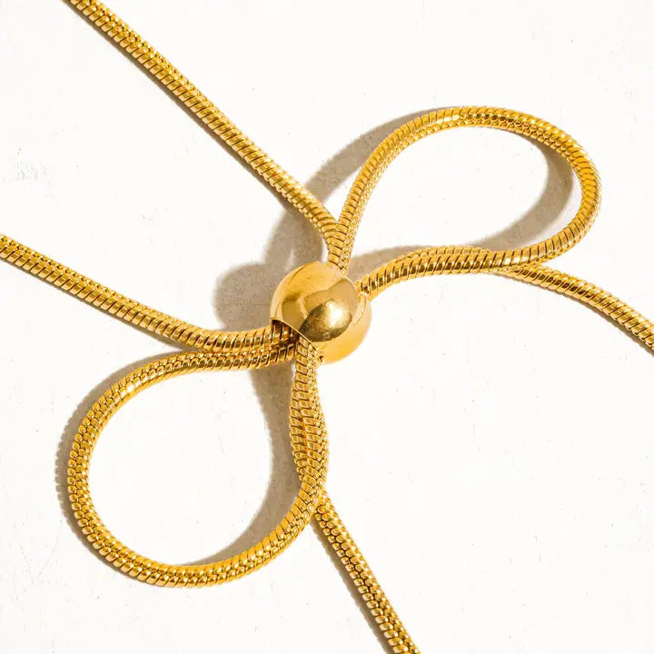 18K Bow Chain Necklace - Gold