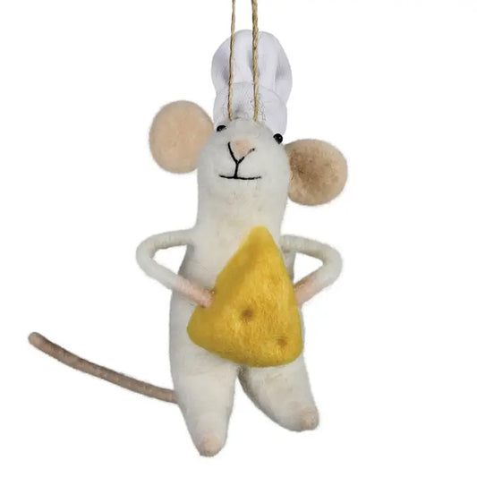 Mouse with Cheese Ornament, Felt