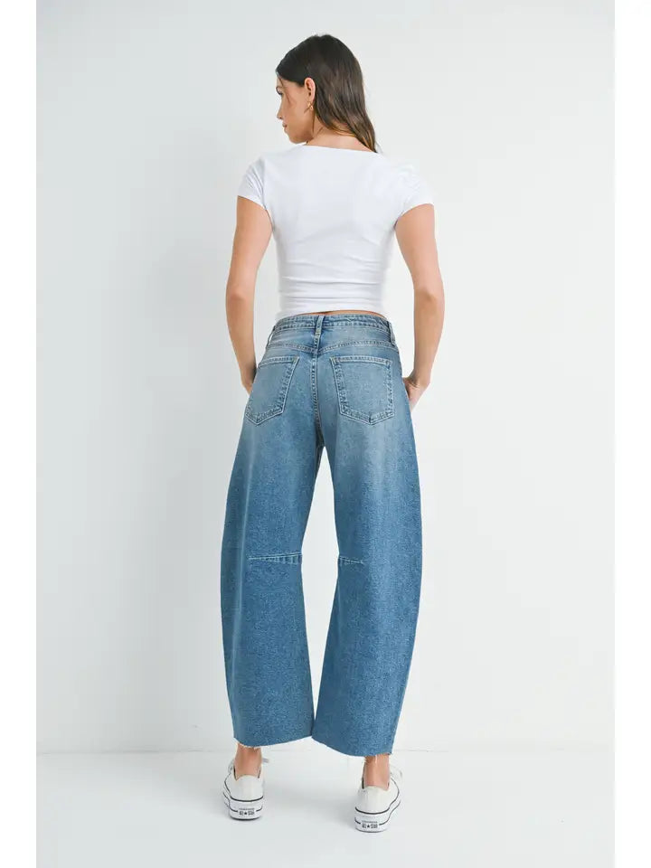 Barrel Jean with Seams - Medium Denim