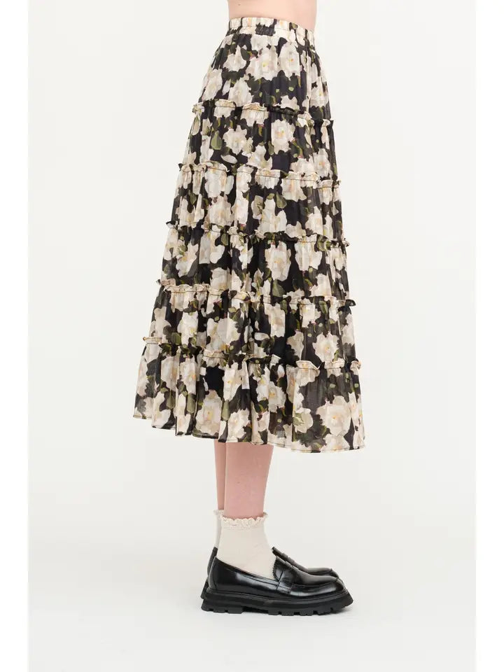Maura Skirt - Black Floral
