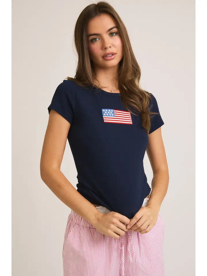 Short Sleeve USA Tee - Navy