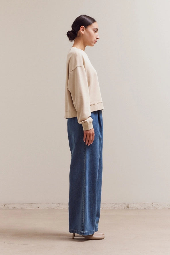 Grade + Gather - Washed Basic Crew Neck - Parchment