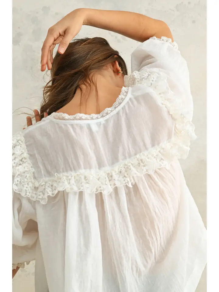 Lace Detailed Blouse - Off White