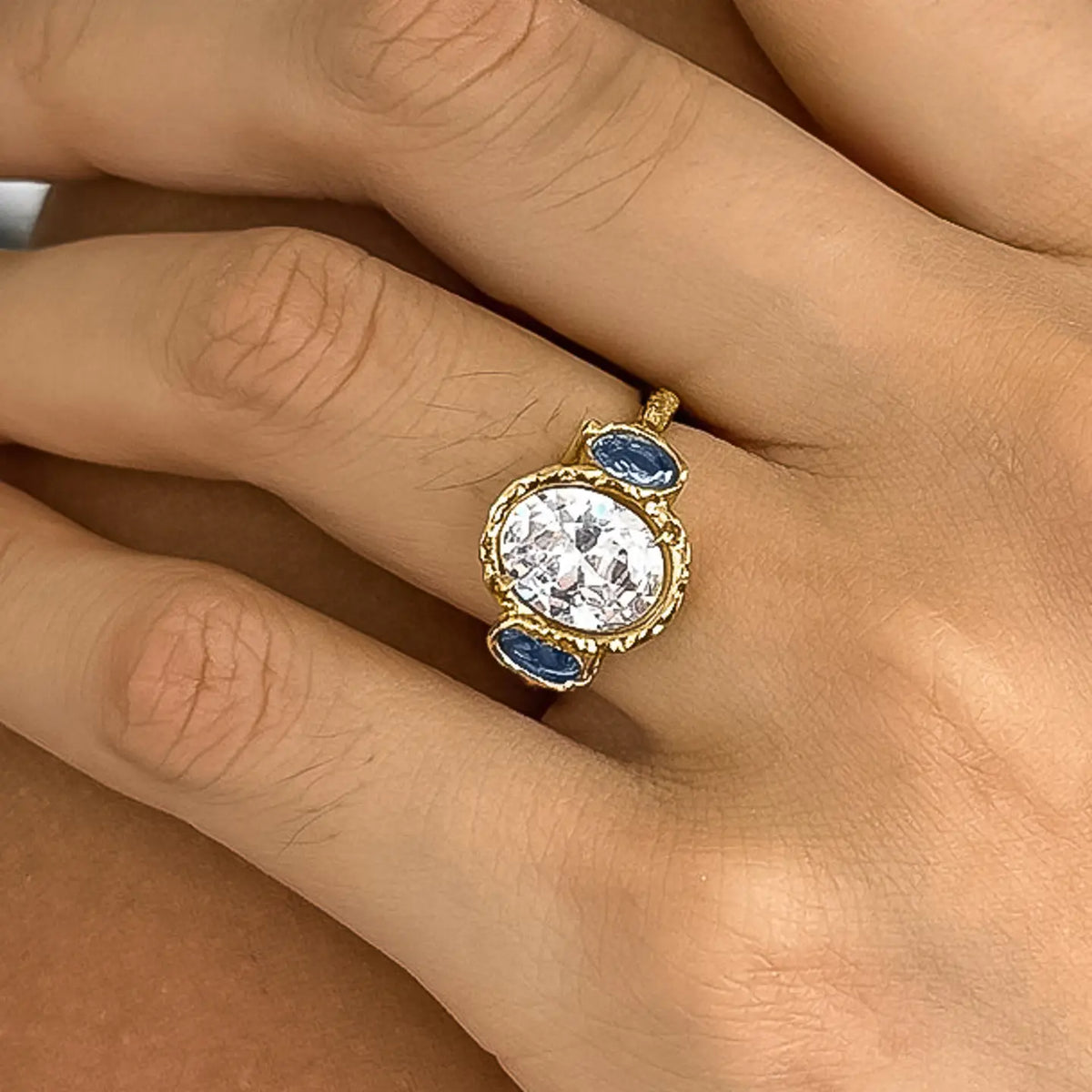 Chamonix 18K Gold Non-Tarnish Vintage Statement Trio Ring - Yellow Gold