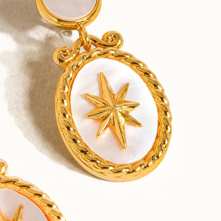 Bialati 18K Gold Vintage Star Shell Earring - Gold