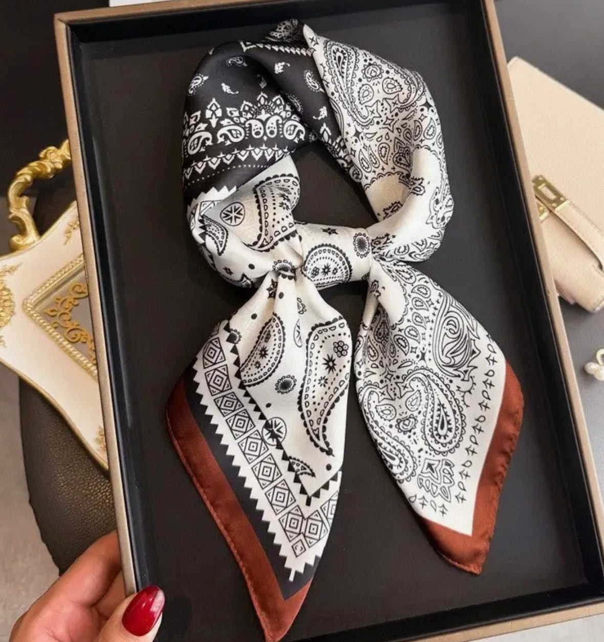 Silk Scarf - Coffee