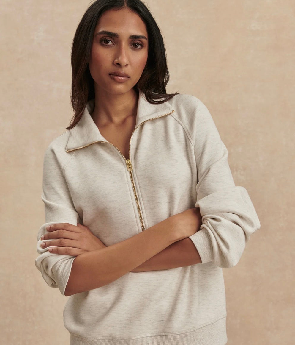 Varley - Selene Half Zip Sweat - Ivory Marl
