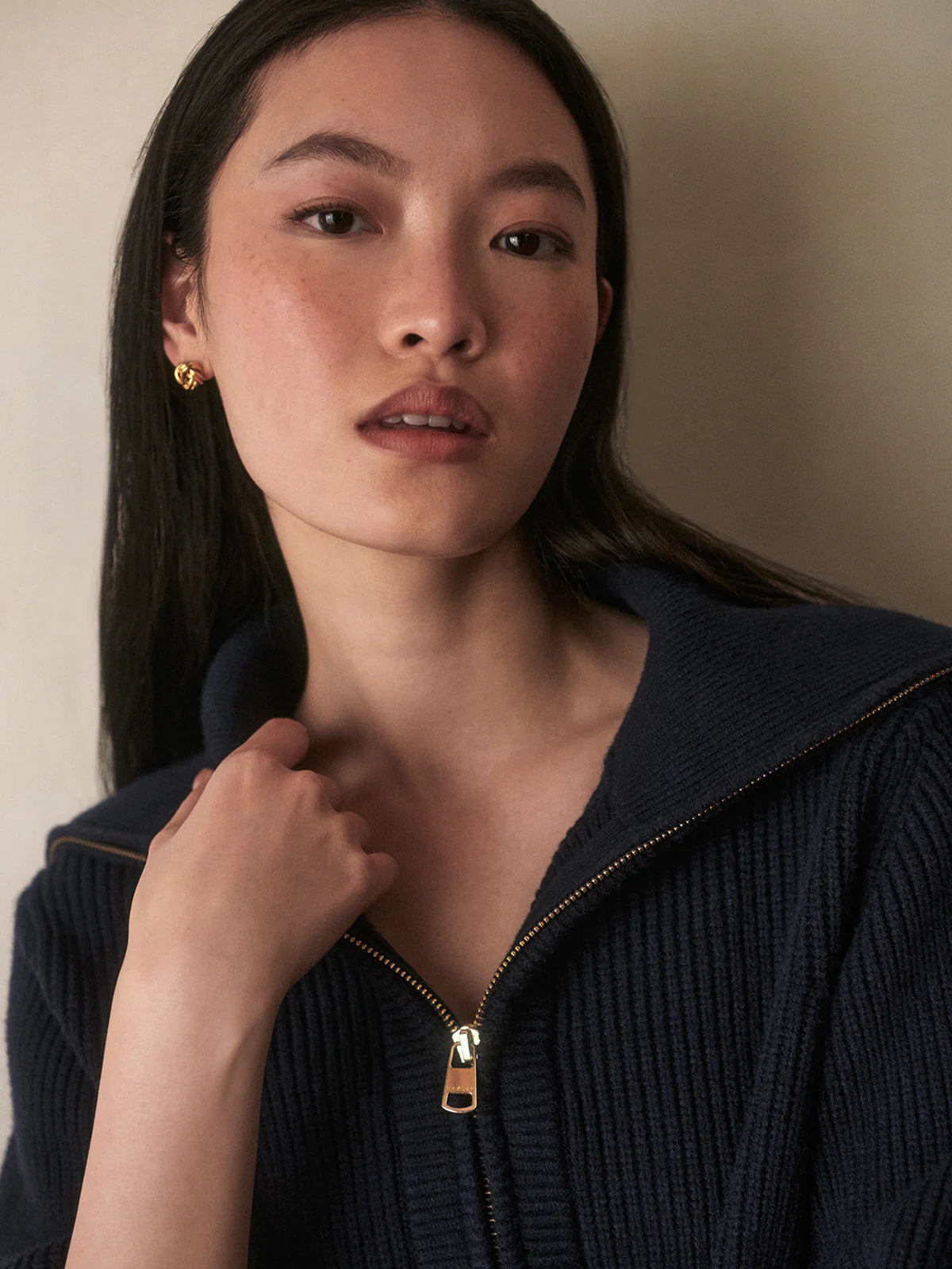 Varley - Maura Half Zip Rib Knit - Navy