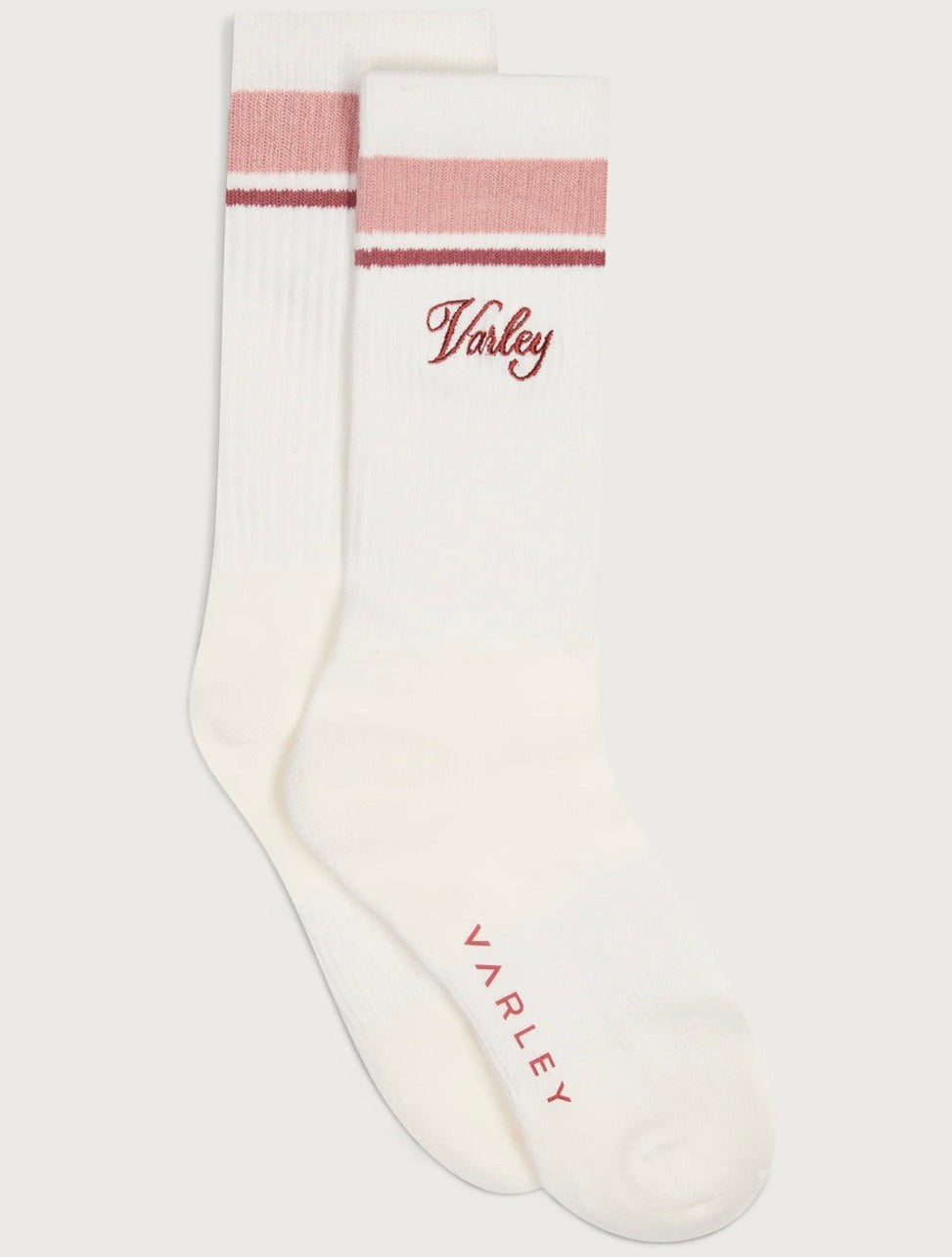 Varley - Lamar Club Stripe Sock - Egret/PaleMauve/Dusty Rose