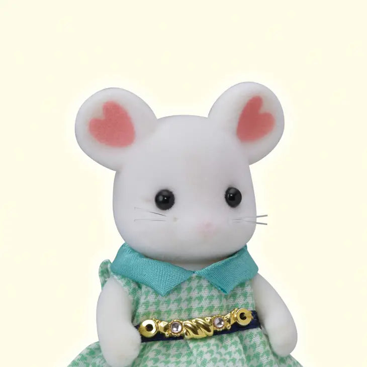 Calico Critters - Doll Figure - White Mouse in Satin Dress